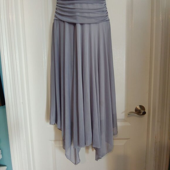 Trixxi Womens Gray Asymmetrical Empire Babydoll Fairy Whimsical Dress Midi Jr L - Picture 5 of 10